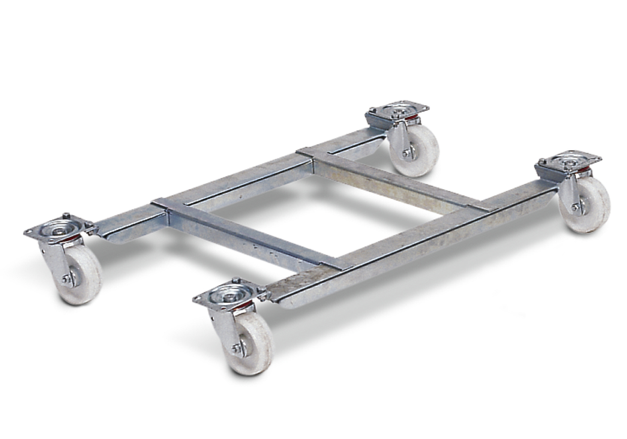 Rollensatz Rollensatz mit Rahmen für Streugutbehälter V 550 Liter, verzinkter Stahl, Maße 915x618x155 mm Rollensatz Rollensatz mit Rahmen für Streugutbehälter V 550 Liter, verzinkter Stahl, Maße 915x618x155 mm