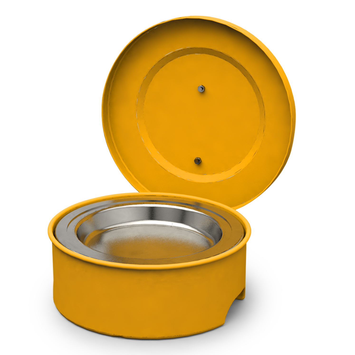 Kleinteilereiniger, lackiertes Stahlblech, Gelb, Inhalt 2,00Liter, Maße 264x264x95 mm Kleinteilereiniger, lackiertes Stahlblech, Gelb, Inhalt 2,00Liter, Maße 264x264x95 mm