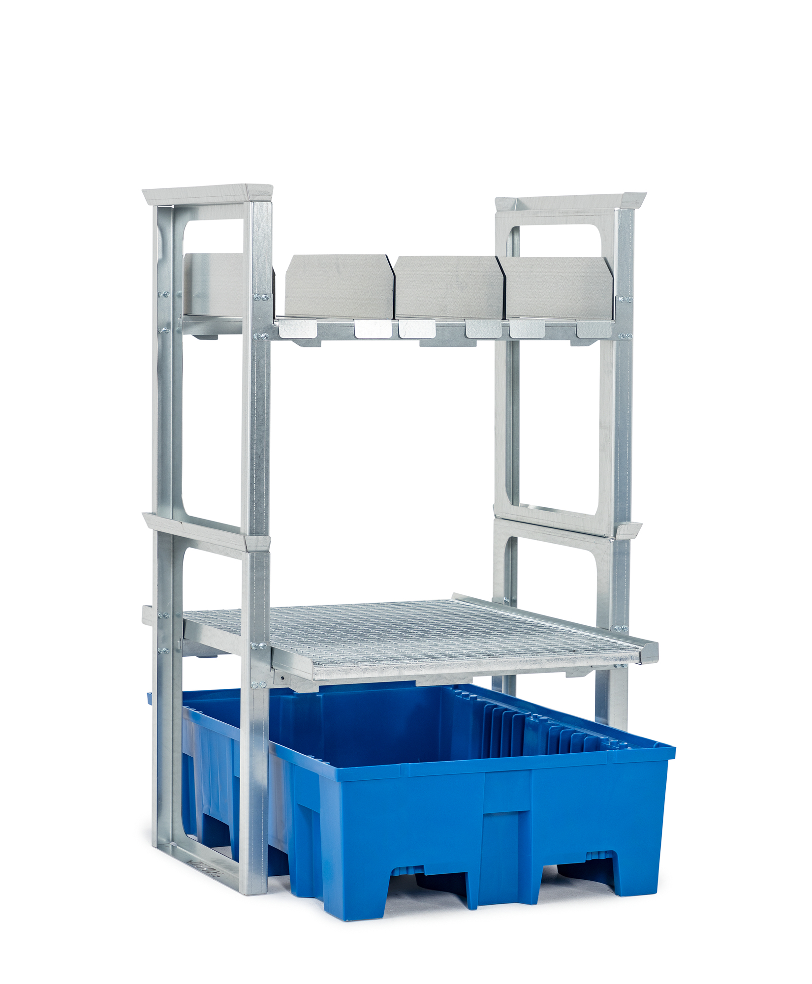 Abfüll-/Lagerstation, Stahl, für 3 x 20 oder 3 x 30 oder 2 x 60-L-Kanister + Kleingebinde, Maße 1049x1245x1637 mm