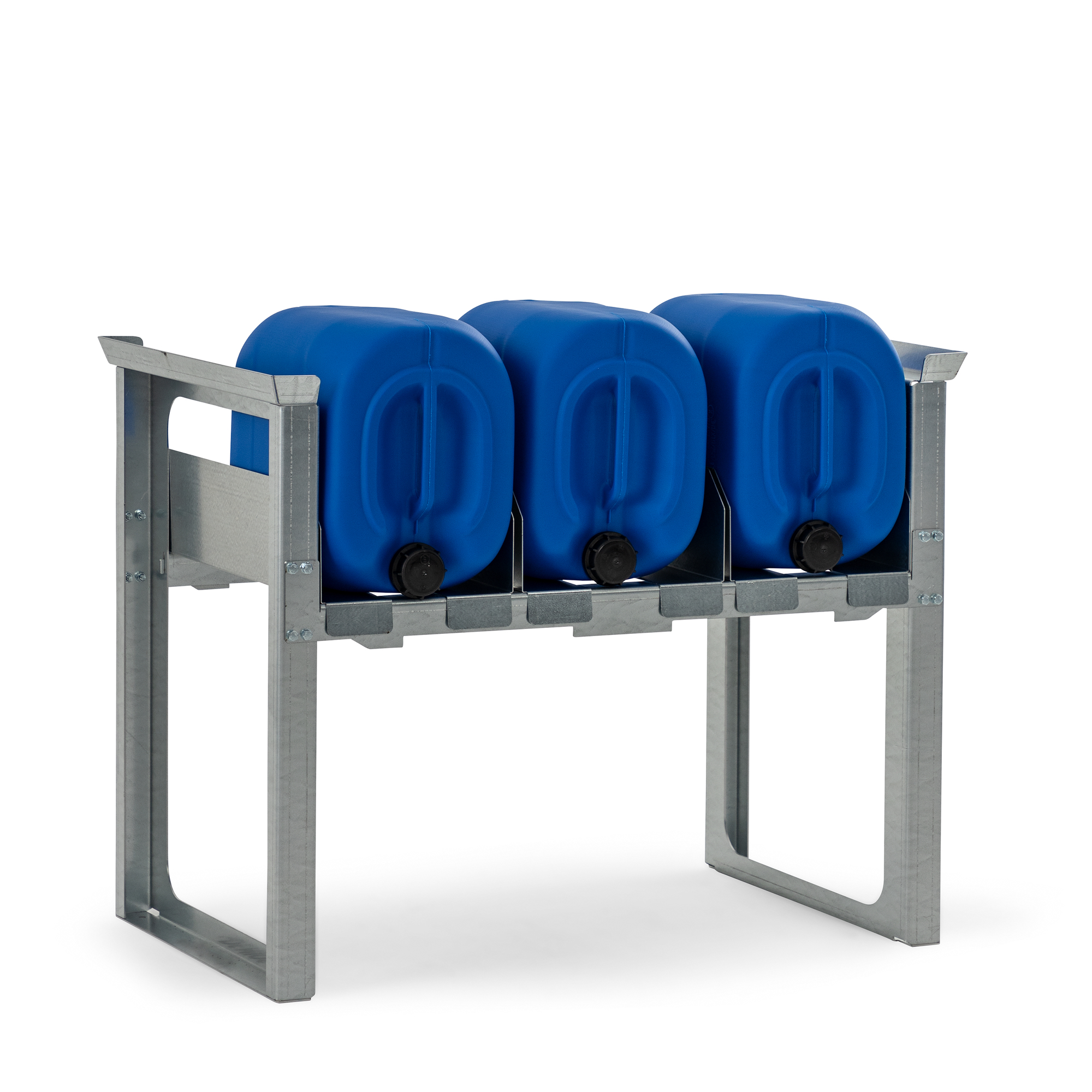 Stapelregal, verzinkter Stahl, für 3 x 20 oder 3 x 30 oder 2 x 60-L-Kanister, Maße 1049x682x837 mm Stapelregal, verzinkter Stahl, für 3 x 20 oder 3 x 30 oder 2 x 60-L-Kanister, Maße 1049x682x837 mm