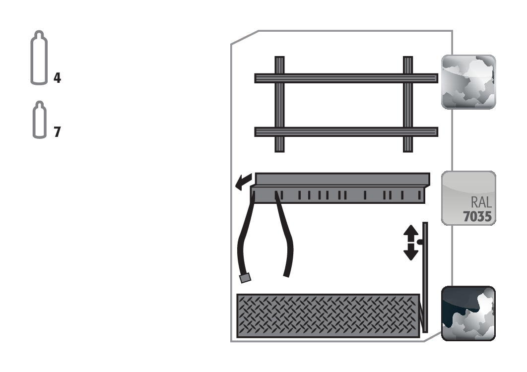 Komfortinneneinrichtung Druckgasflaschen für Sicherheitsschränke G90, verzinktes und pulverbeschichtetes Stahlblech, Breite 1200 mm Komfortinneneinrichtung Druckgasflaschen für Sicherheitsschränke G90, verzinktes und pulverbeschichtetes Stahlblech, Breite 1200 mm