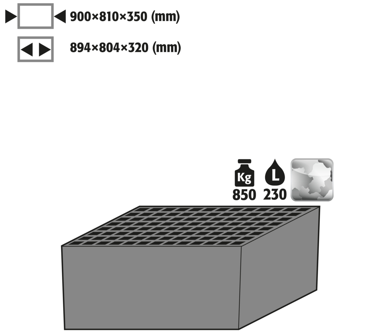 Bodenauffangwanne mit Gitterrost für Sicherheitsschränke XL90, verzinktes Stahlblech, Maße 900x810x350 mm Bodenauffangwanne mit Gitterrost für Sicherheitsschränke XL90, verzinktes Stahlblech, Maße 900x810x350 mm