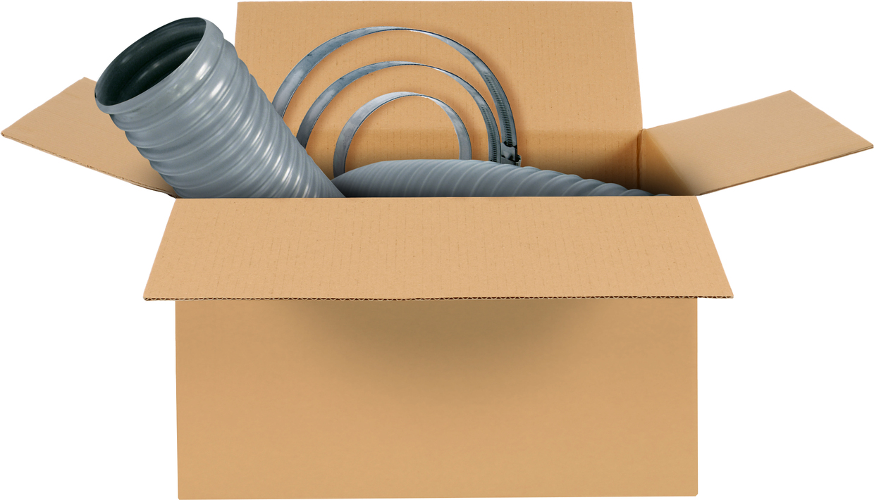 Lüftungsset für APA, bestehend aus: 1 m Flexschlauch DN 100, 2 Stück Schlauchschellen, 1 Stück Mauerdurchführung Lüftungsset für APA, bestehend aus: 1 m Flexschlauch DN 100, 2 Stück Schlauchschellen, 1 Stück Mauerdurchführung