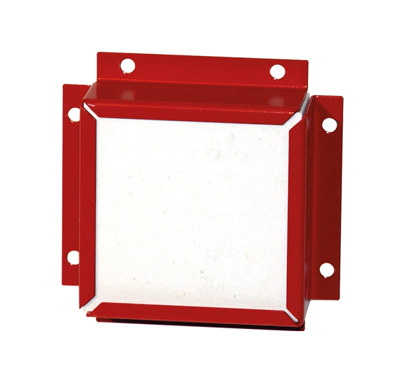 Rohrdurchführung für Sicherheitsschränke UB90/UB30, pulverbeschichtetes Stahlblech Rot, Maße 130x130x37 mm