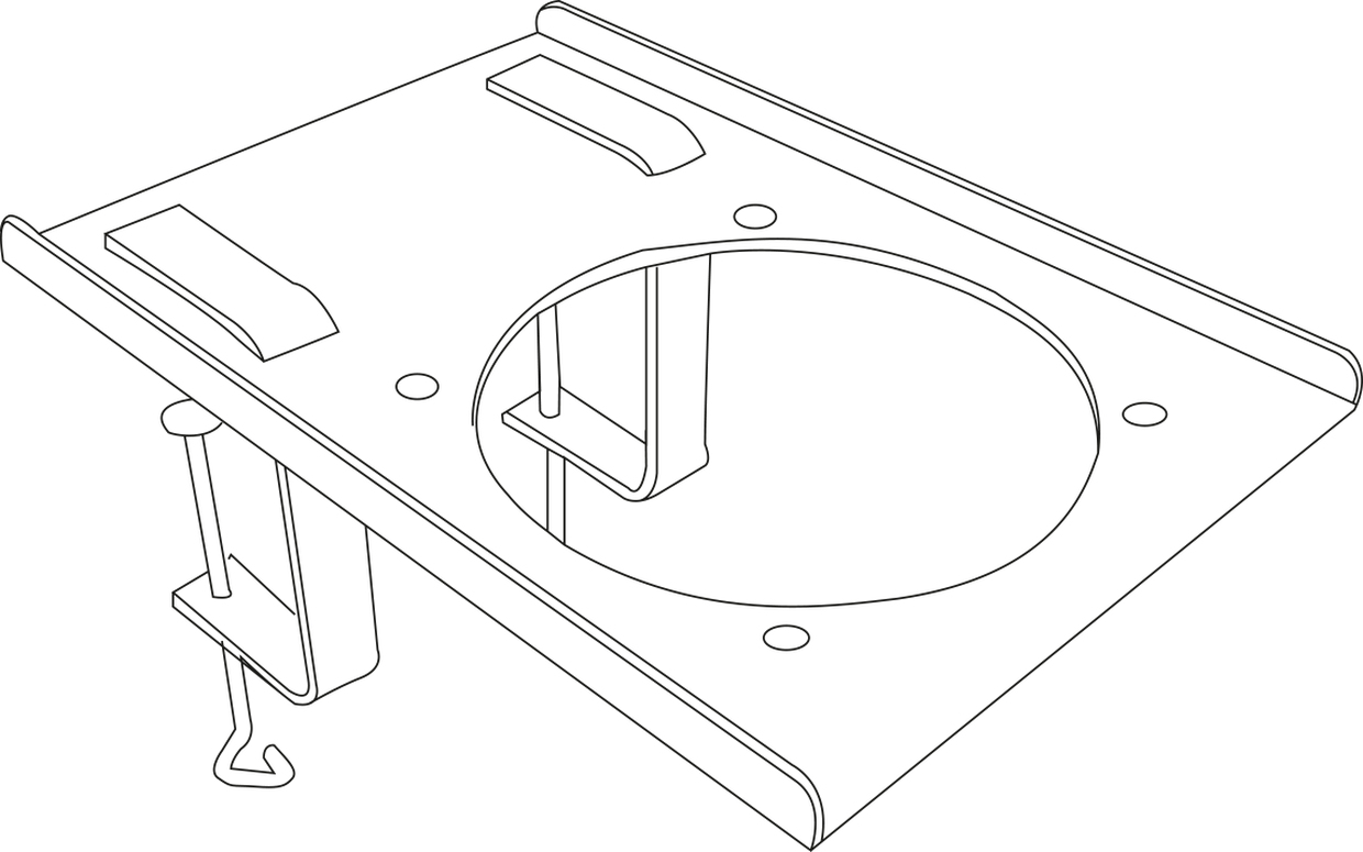 Tischklemme für Quellenabsaugung Labor 10147 und 10148, pulverbeschichtetes Stahlblech, Maße 180x121 mm Tischklemme für Quellenabsaugung Labor 10147 und 10148, pulverbeschichtetes Stahlblech, Maße 180x121 mm