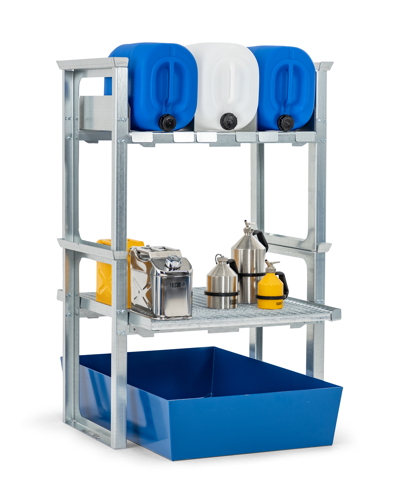 Abfüll-/Lagerstation, Stahl, für 3 x 20 oder 3 x 30 oder 2 x 60-L-Kanister + Kleingebinde, Maße 1049x1236x1637 mm
