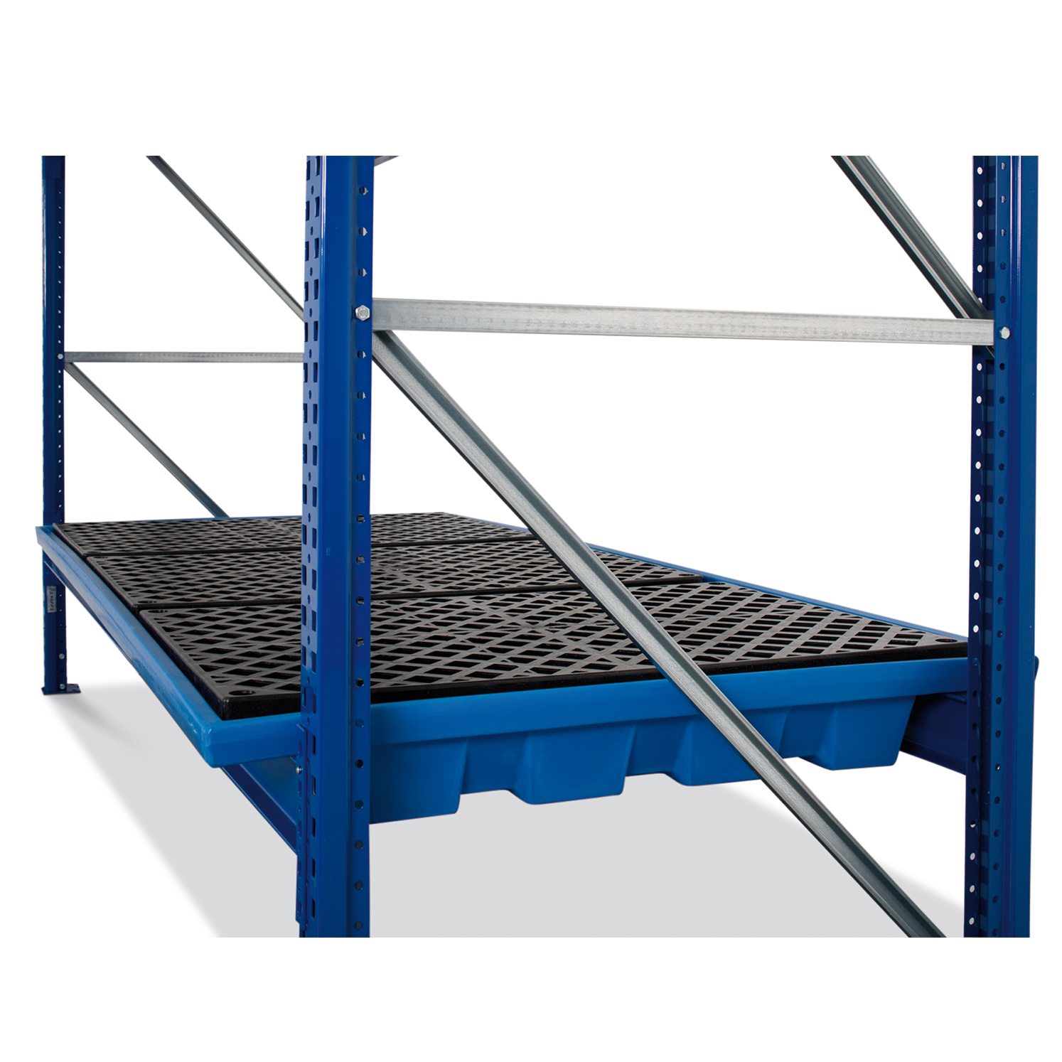 Regalwanne mit PE-Gitterrost, PE Blau, Maße 2680x1300x215 mm Regalwanne mit PE-Gitterrost, PE Blau, Maße 2680x1300x215 mm